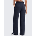 thumbnail image 3 of G4Free Smoofit Modal Soft Sweatpants Women Ribbed Waist Wide Leg Casual Pants Side Slit with Pockets, 3 of 8