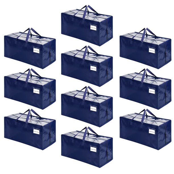 Bolsas de mudanza VENO con correas de mochila, resistentes, paquete de 10 unidades, azules