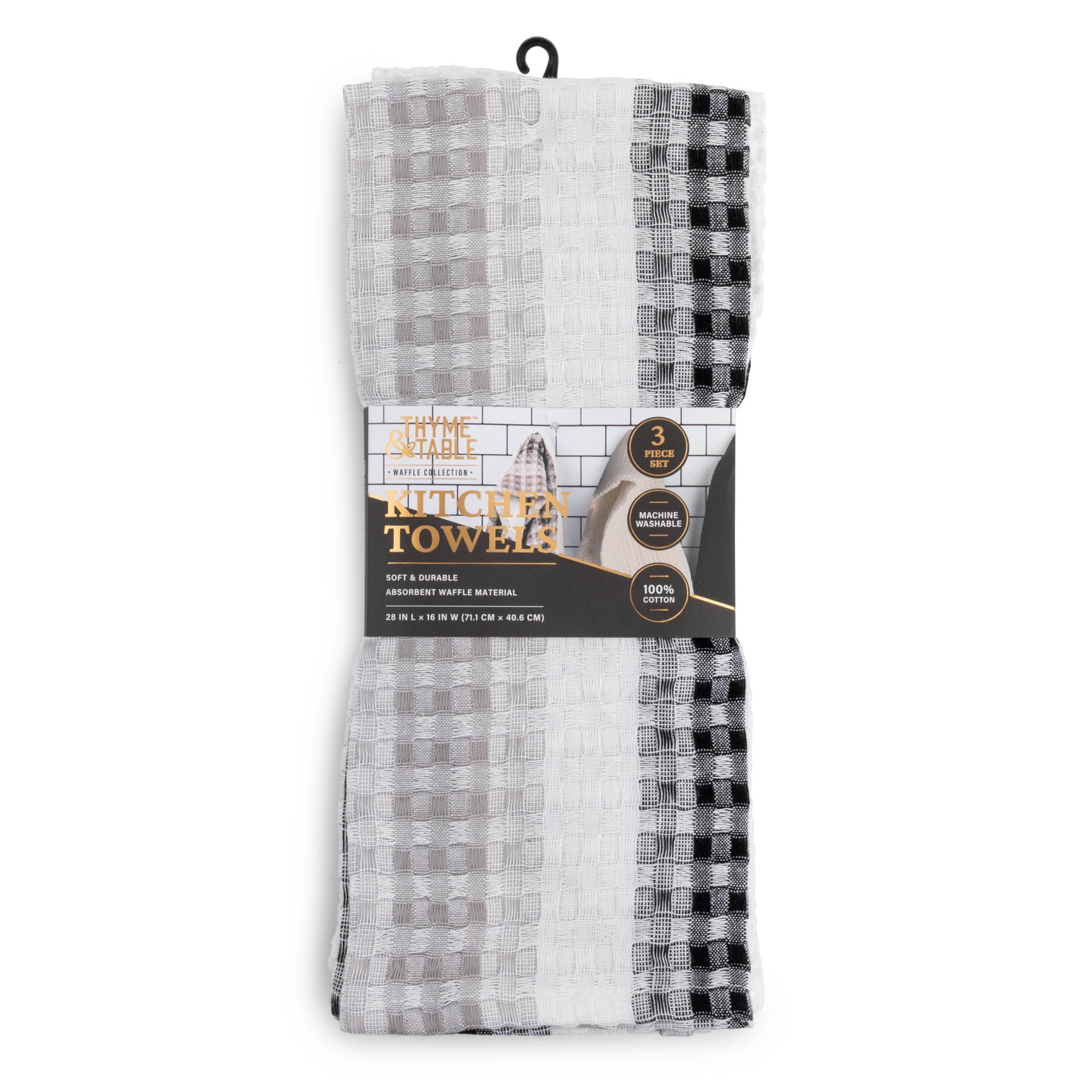 Waffle Kitchen Towel 3 pc set Pewter – Thyme and Sage