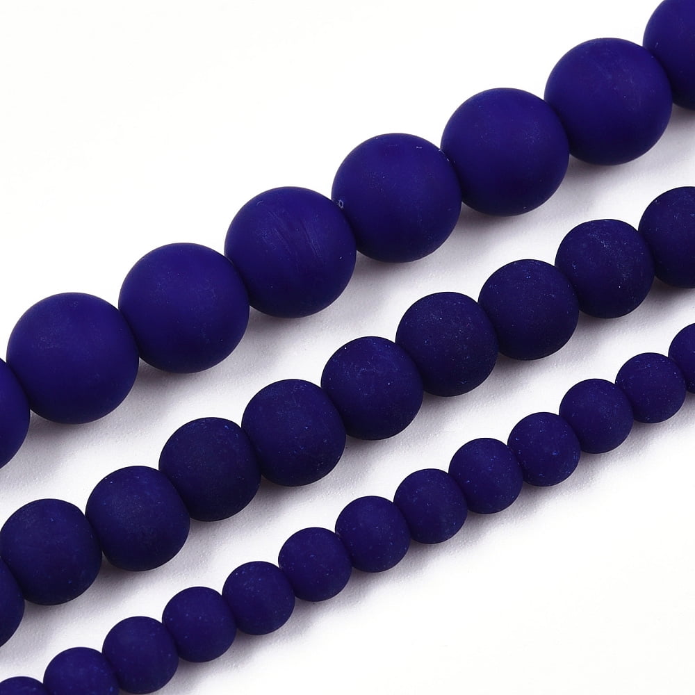 Opaque Glass Beads Strands Frosted Round Dark Blue 6~6.5mm Hole: 1.4mm about 67~70pcs/strand 14.76 inch~15.16 inch(37.5~38.5cm)