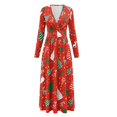 thumbnail image 5 of FKELYI Christmas Tree Reindeer Print Fall Dress with Pockets Women's V Neck Long Sleeve Maxi Dress for Wedding Guest A-Line Flowy Party Dressess, L, 5 of 6