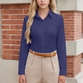 thumbnail image 3 of FAIWAD Long Sleeve Shirts for Women Slim Stretch Dressy Shirts Button Down Collared Work Blouses, 3 of 7