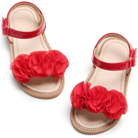 

QWZNDZGR Toddler Girls Sandals Soft Rubber Flats Summer Baby flower girl Shoes