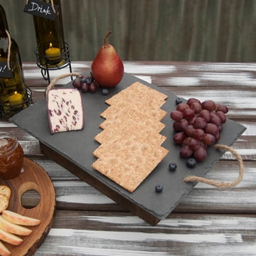 Rectangular Slate Cheese Board with Twine Handles Chalkboard