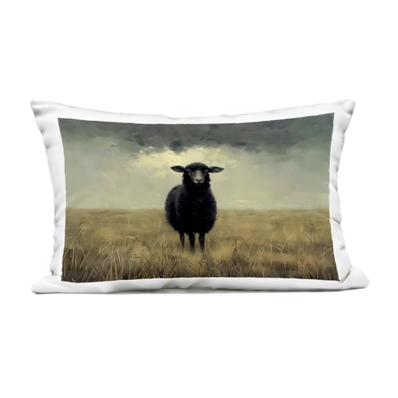 Stupell Industries Black Sheep in Field Outdoor Printed Pillow design by Arlington Prints, 14 x 7 x 20