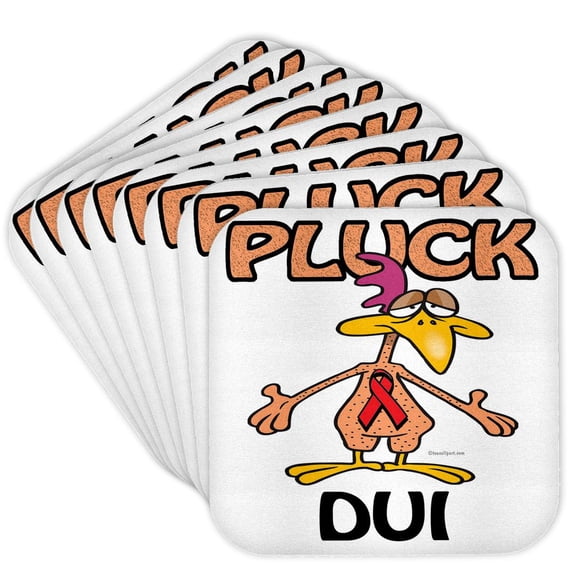 3drose, Chicken Pluck Dui Awareness Ribbon Cause Design, Set of 8 Coasters - Cork