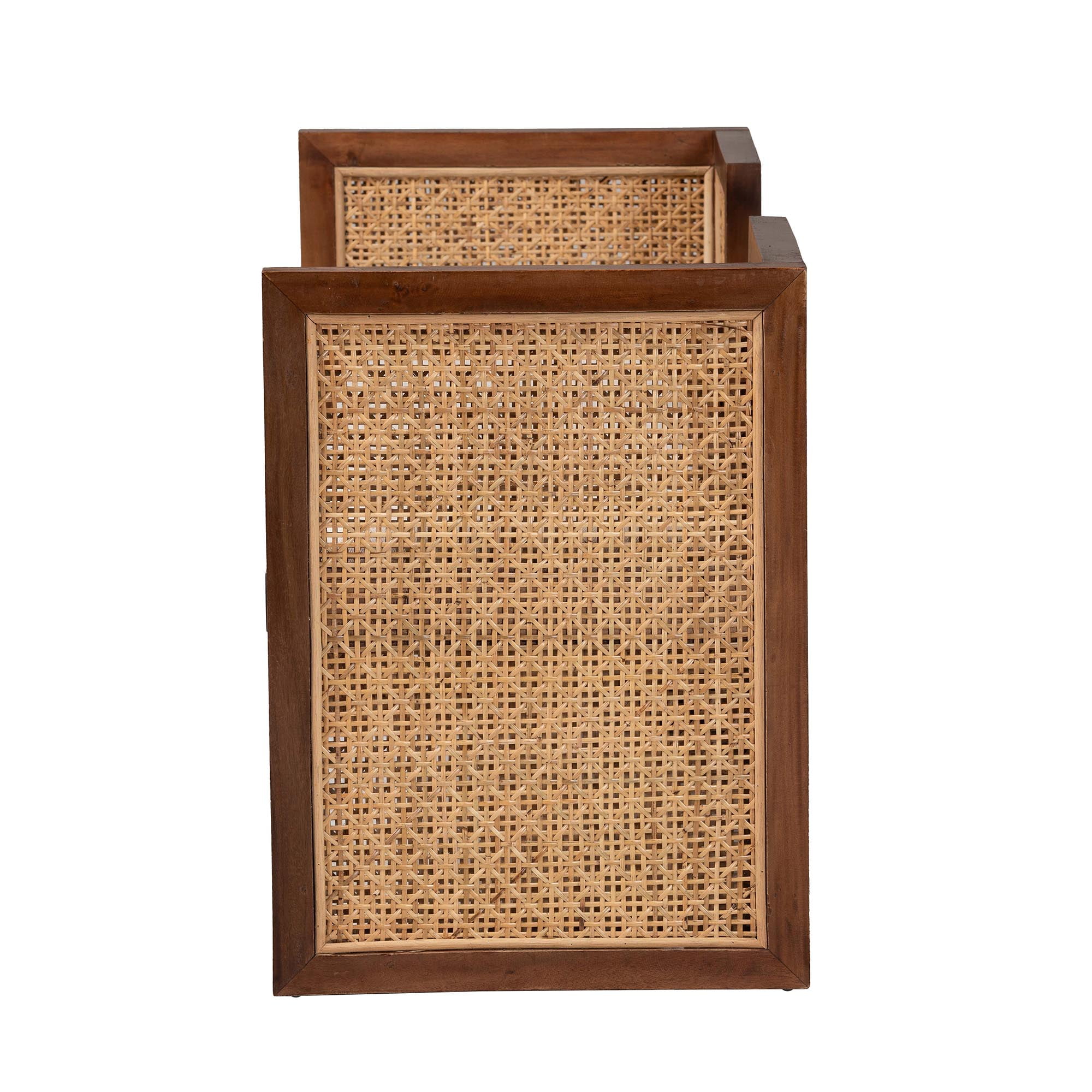 bali & pari Rectangle Natural Rattan Living Room Boho Accent Bench with Floating Seat, Light Honey