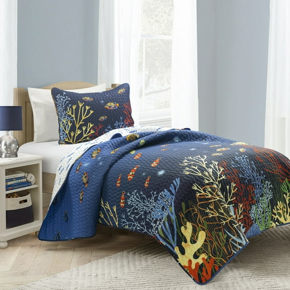 Under The Sea Quilt Navy/Multi 2Pc Set Twin
