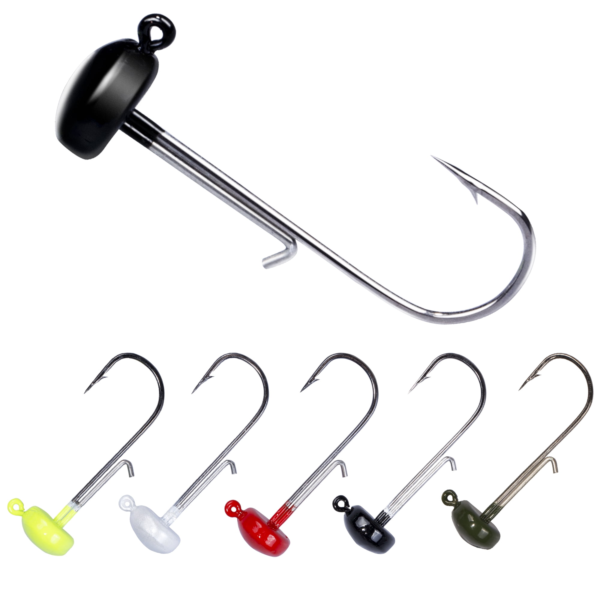 Bombrooster Bright Colored Mushroom Head Jigs, 25-Pack Weedless Ned Rigs for Bass - 1/8oz, 3/16oz, 1/4oz Sizes