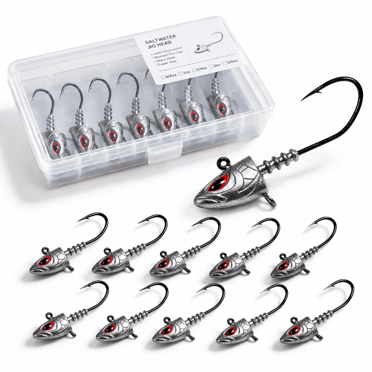 5/10saltwater Jig Heads - Bait Keeper & Belly Trailer Hole Hore/offshore Fishing For Redfish Snook Sea Trout 3/4oz-2-1/8oz
