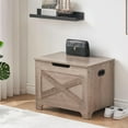 thumbnail image 2 of Storage Chest, Lift Top Storage Trunk with 2 Safety Hinges, Barn Style Organizer, Wooden Entryway Bench with Seat Cushion, Large Storage Chest for Entryway, Bedroom, Living Room, 2 of 9