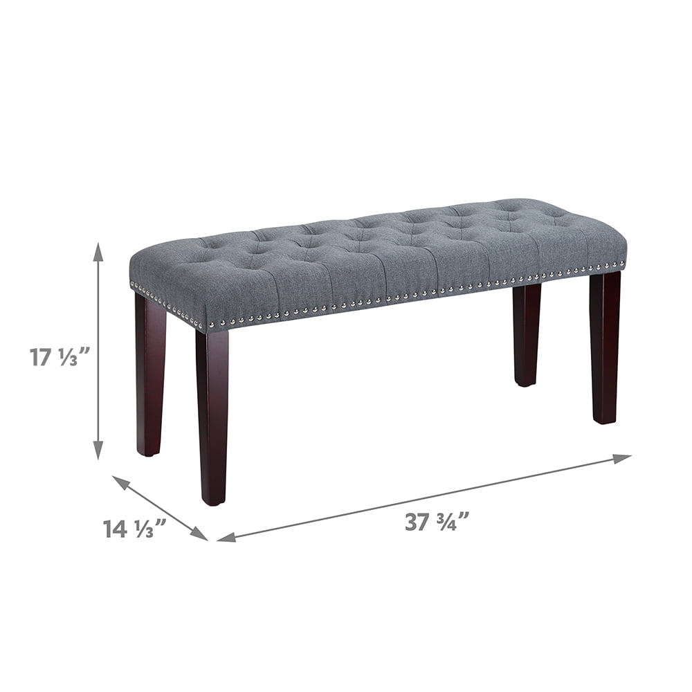 Abble 38" Wide Upholstered Entryway Bench, End of Bed Bench, Ottoman Bench - Gray