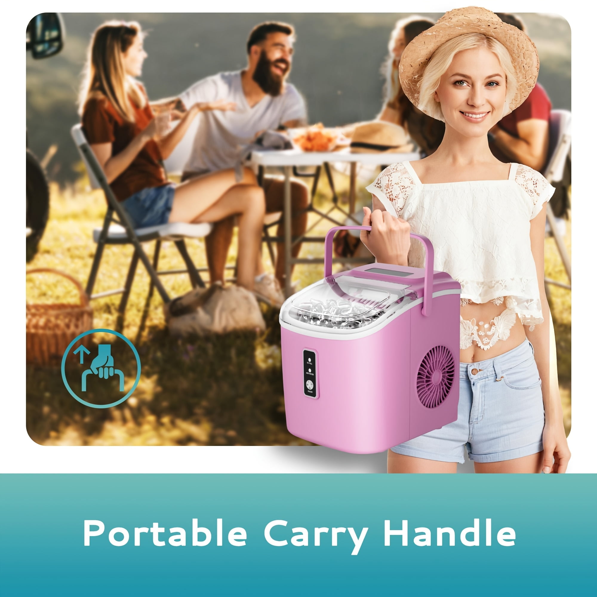 Fanruina 26 29Lbs Bullet Ice Maker 6 Minute Quick Ice Self Cleaning Portable Countertop Ice Machine for Home Office RV