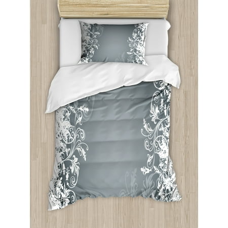 Floral Duvet Cover Set Flower Arrangement Contrasting Colors