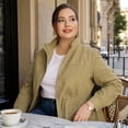 thumbnail image 3 of Agnes Orinda Women's Plus Size Jackets Long Sleeve Drawstring Waist Anorak Coats with Pockets Light Khaki 1X, 3 of 9