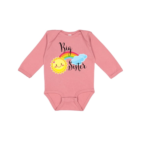 Inktastic Big Sister- sun and rainbow Girls Long Sleeve Baby Bodysuit