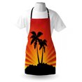 thumbnail image 4 of Silhouette Apron, Tropical Art Sunrays Palm Trees on Island, Unisex Kitchen Bib with Adjustable Neck for Cooking Gardening, Adult Size, Charcoal Grey Vermilion, by Ambesonne, 4 of 4