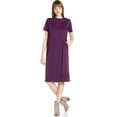 thumbnail image 1 of Sassy Apparel Womens Lounging to Casual Soft Comfortable Elastic Straight Fit Round Neck Short Sleeve Solid Color Tunic Long Fashion Dress, 1 of 3