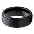 thumbnail image 2 of Tungsten Wedding Band Black Tungsten Ring 8mm Tungsten Carbide Hammered Band Comfort Fit Men Women, 2 of 3
