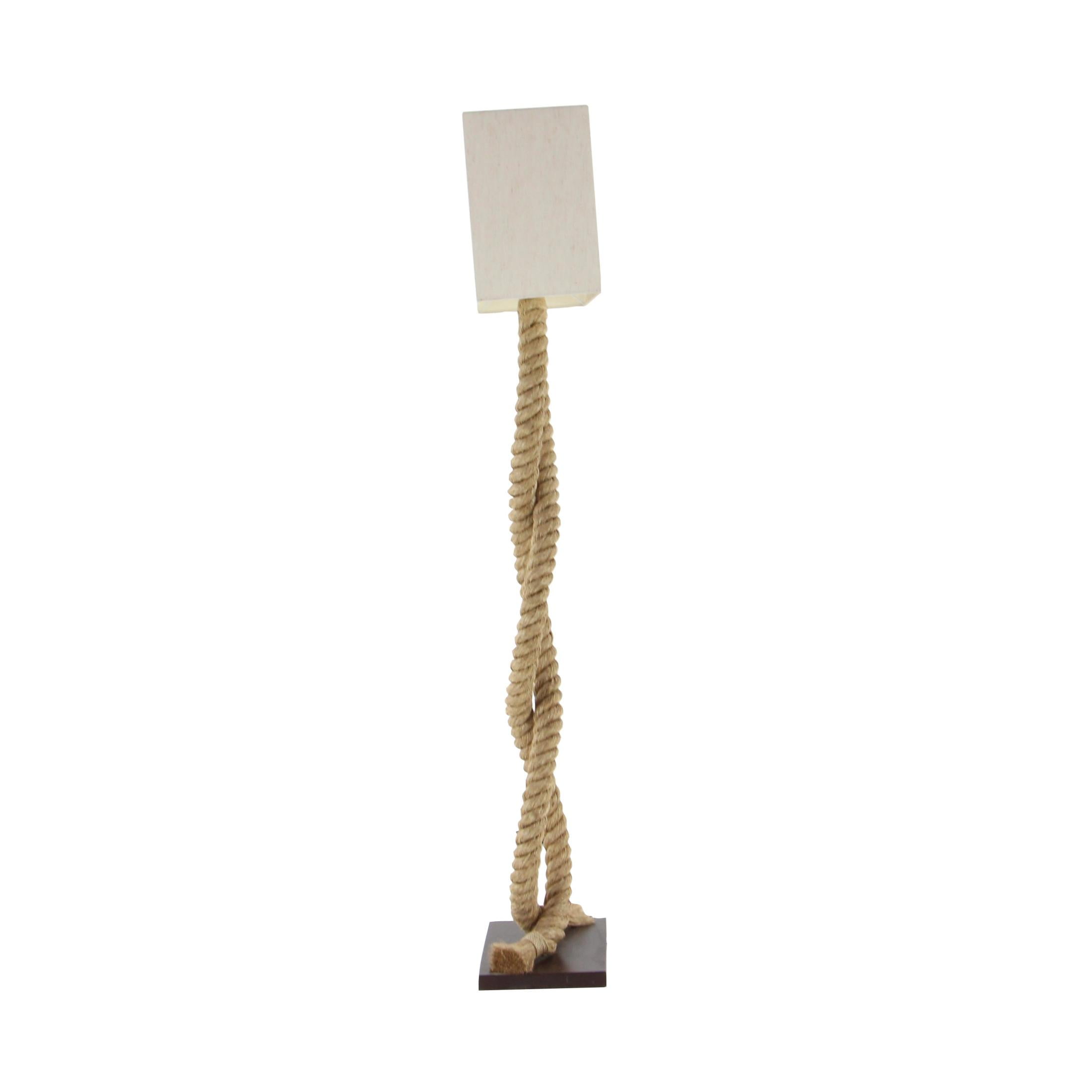 DecMode 63" Rope Brown Floor Lamp with White Fabric Shade
