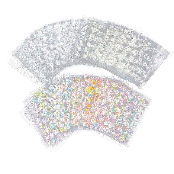 Fridja 50pcs Flower 3D Nail Art Stickers Decals Manicure Gold/Silver Decoration Tips