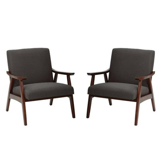 Home Square 2 Piece Fabric Chair Set in Charcoal Gray