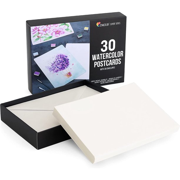 Blank Watercolor Cards with Envelopes NOT Folded 60 Pack 30 Postcards and 30 Envelopes 5x7