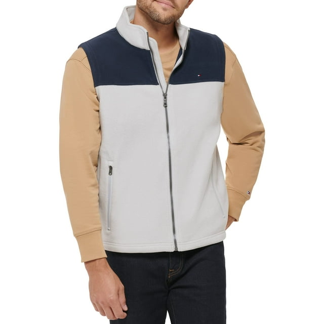Chaleco Tommy Hilfiger de forro polar para hombre, color azul marino/hielo, para talla pequeña