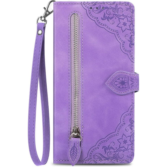 ZUKKASHAN Zip Wallet Case for Apple iPhone 7 / iPhone 8 / iPhone SE 2020 / iPhone SE 2022 Phone Case Wallet with Credit Card Holder Strap Stand Women Leather Flip Case Floral Cover Shockproof