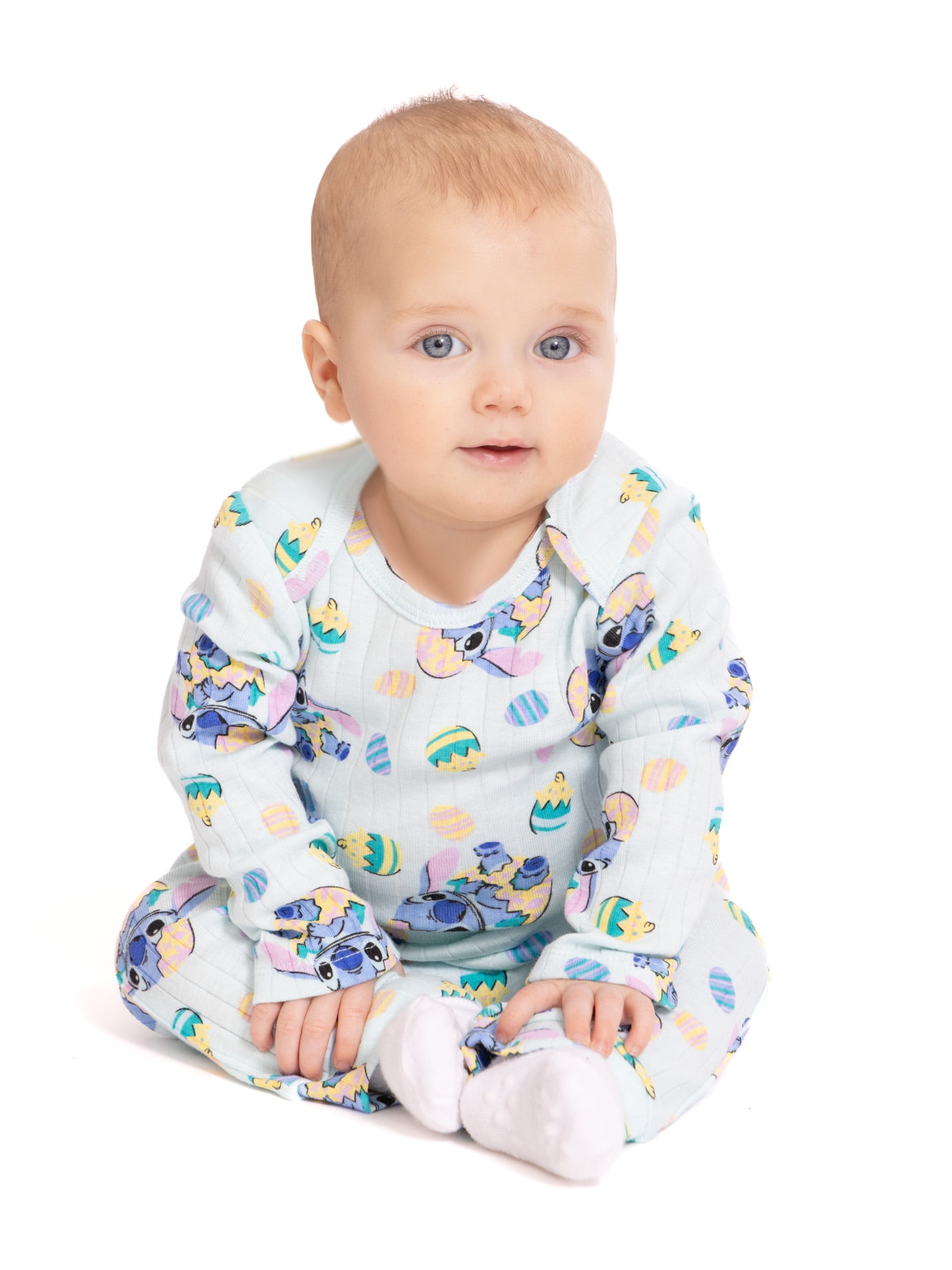 Disney Stitch Unisex Baby Easter Long Sleeve Bodysuit with Matching Joggers, 2-Piece Set, Sizes Newborn-12M