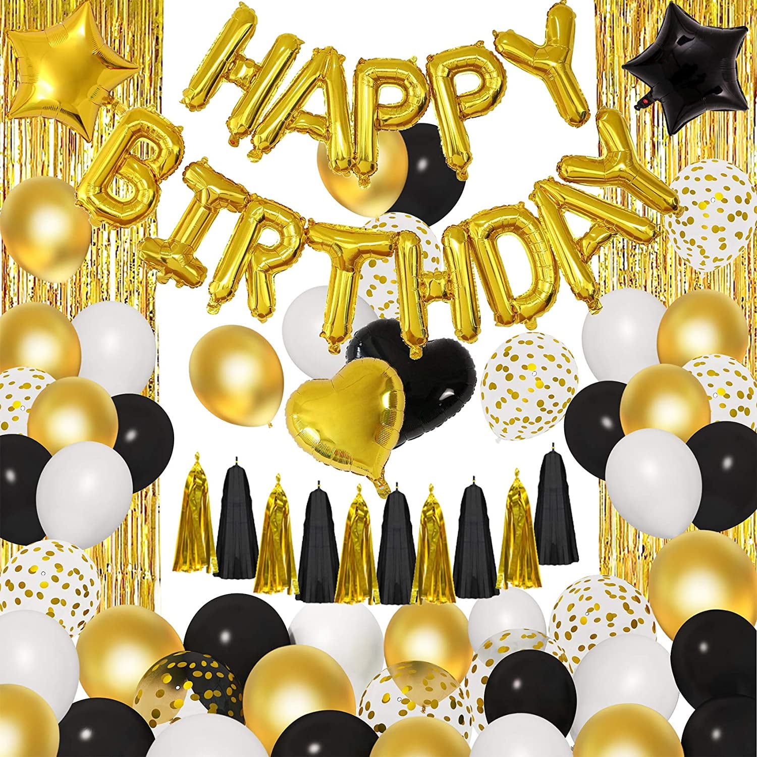 Black And Gold Birthday Backdrop Decorations Balloon Arch Garland Kit