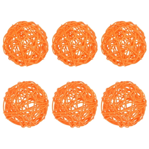 Uxcell 6-Pack Wicker Rattan Balls 80mm/3.2 Inch Decorative Rattan Balls for Christmas Weddings Thanksgiving Orange