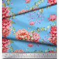 thumbnail image 2 of Soimoi Silk Fabric Leaves & Peony Floral Fabric Prints by Yard 42 Inch Wide, 2 of 5