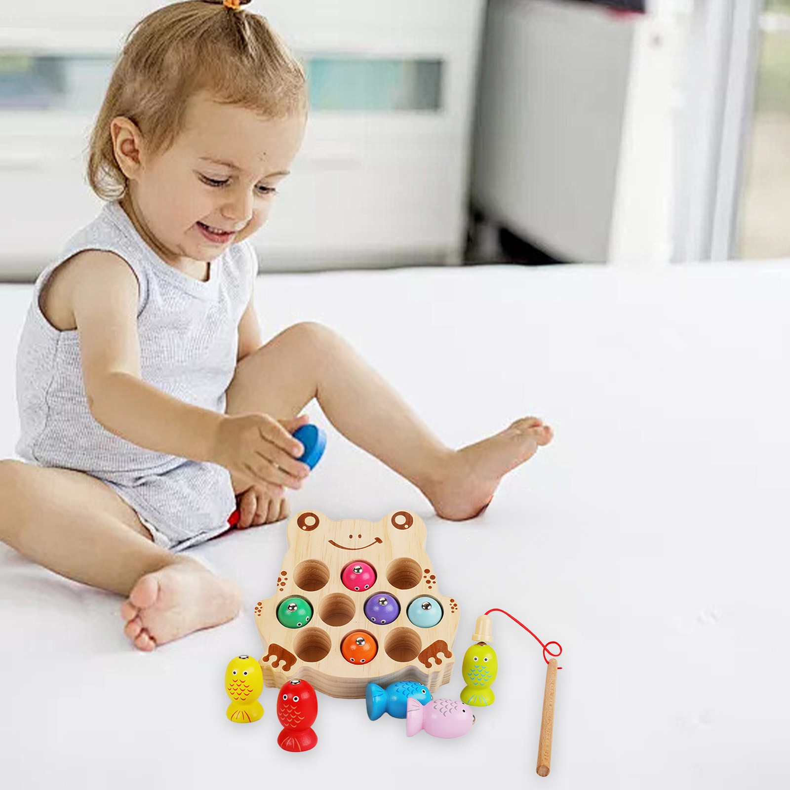 Bwiyojiz Jouets Éducatifs Jeu de Pêche Magnétique en Bois Motricité Fine Lettres Cognition Jouet Cadeau, Cadeaux pour Elle
