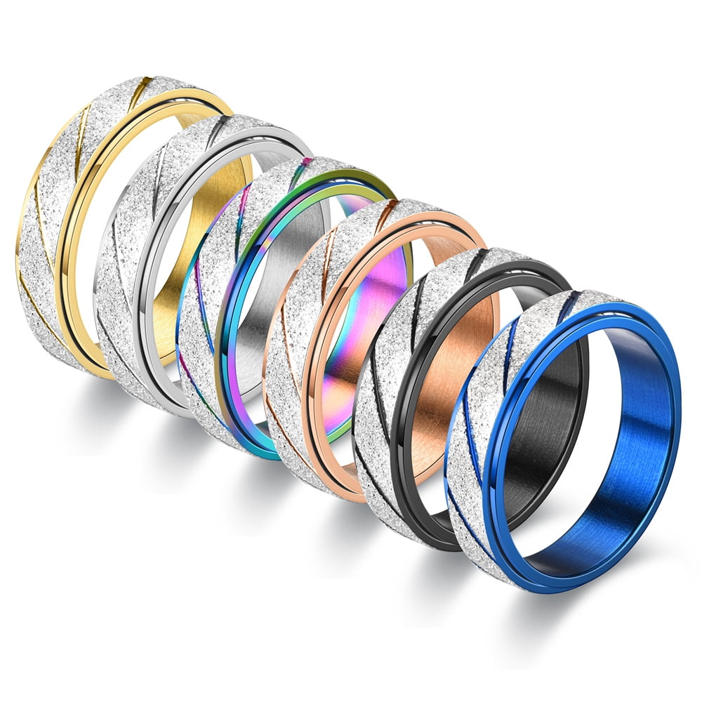 TINGN Anti Anxiety Spinner Rings for Women Men Colorful Spinner Fidget