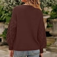 thumbnail image 3 of Miluxas Women's Casual Long Sleeve Sweaters Loose Crewneck Knit Solid Pullover Sweater Tops Coffee L(L), 3 of 3