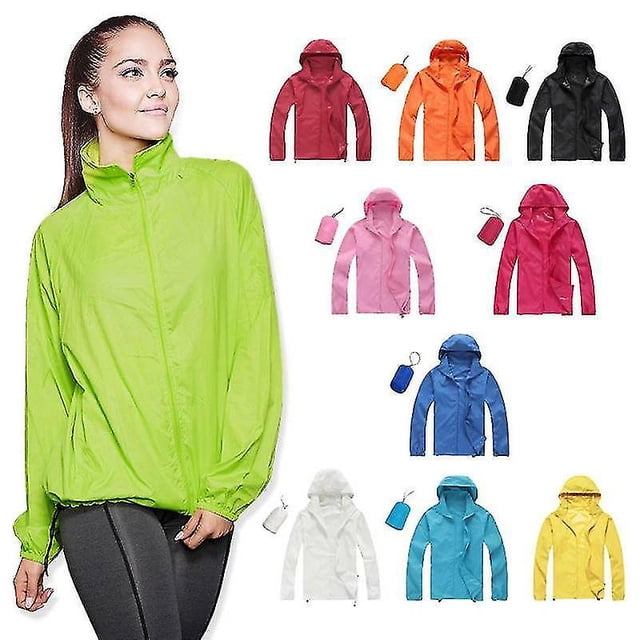 Unisex Senderismo Capa de lluvia Impermeable a prueba de viento Chaqueta ligera Abrigo de camping con bolsa de almacenamiento