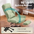 thumbnail image 5 of Genpo Cross Legged Office Chair, Criss Cross Desk Chair with Wheels, Green Teddy Fleece Big and Tall Reclining Office Chair 500lbs with Foot Rest, Reversible Armrests & Wide Seat, 5 of 6