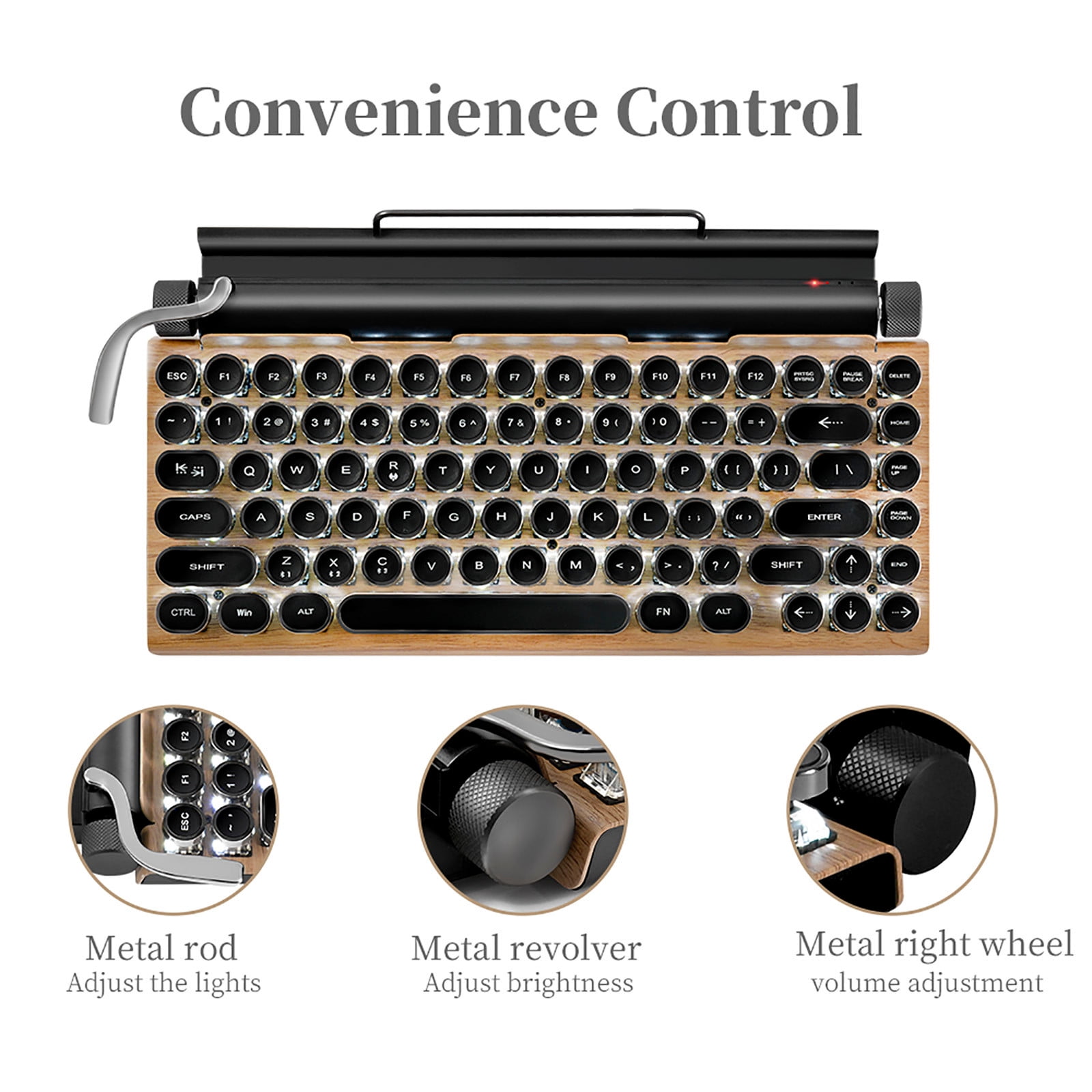 Siwvw Dot Retro Typewriter Keyboard Wireless Bluetooth Mechanical