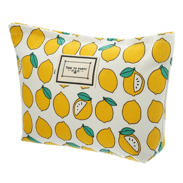 Bolsa de maquillaje de lona, bolsa de maquillaje de gran capacidad, bolsa de cosméticos, bolsas de cosméticos para mujeres para monedero, bases, lápices labiales, pinceles, amarillo