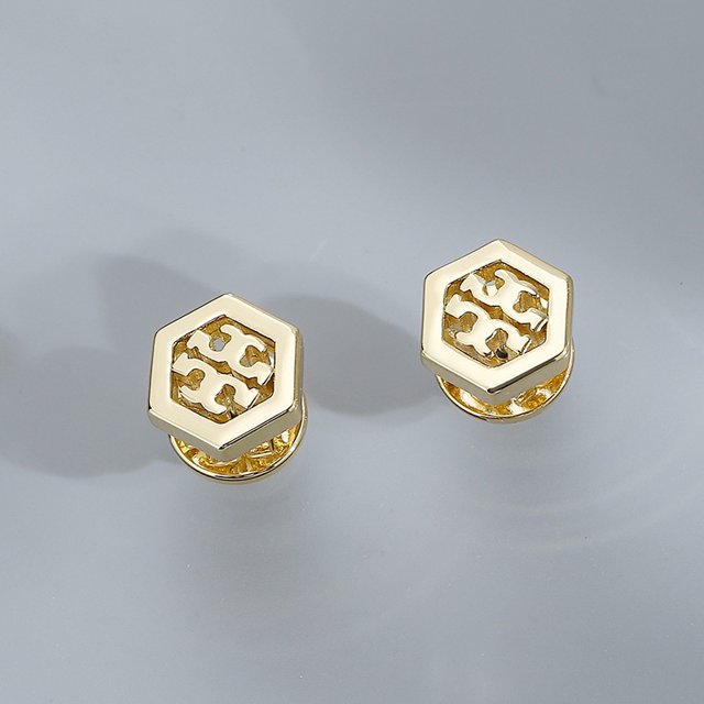 Pendientes De Plata Clásica Tory Burch Doble T Joyería Chapado En Oro De 18 Quilates Redondos TB Para Damas