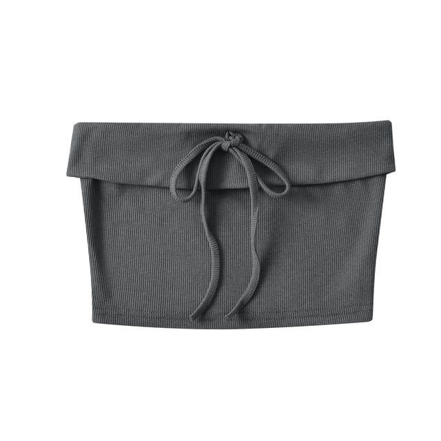 FYEGRE Fashion Solid Color Adjustable Ladies Tube Top Casual Wear Stretch Fit Comfortable Seamless Design Dark Gray M
