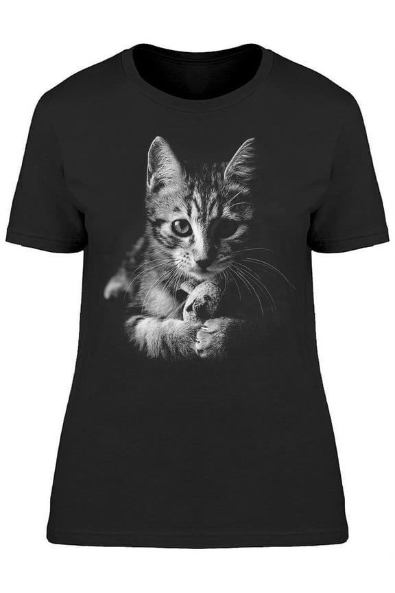Cat Portrait With A Mouse T-Shirt Women -Image by Shutterstock, Female Medium