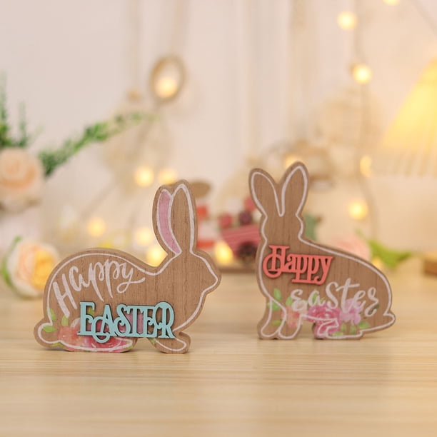 Figurita de Mesa Decorativa para Ventana de Pascua | Decoración para el Hogar y Fiestas | Artesanía Durable en MDF | Acento de Conejito Blanco Adorable | 1 Colgante | 15x11.5x1.8CM o 13x13x1.5CM