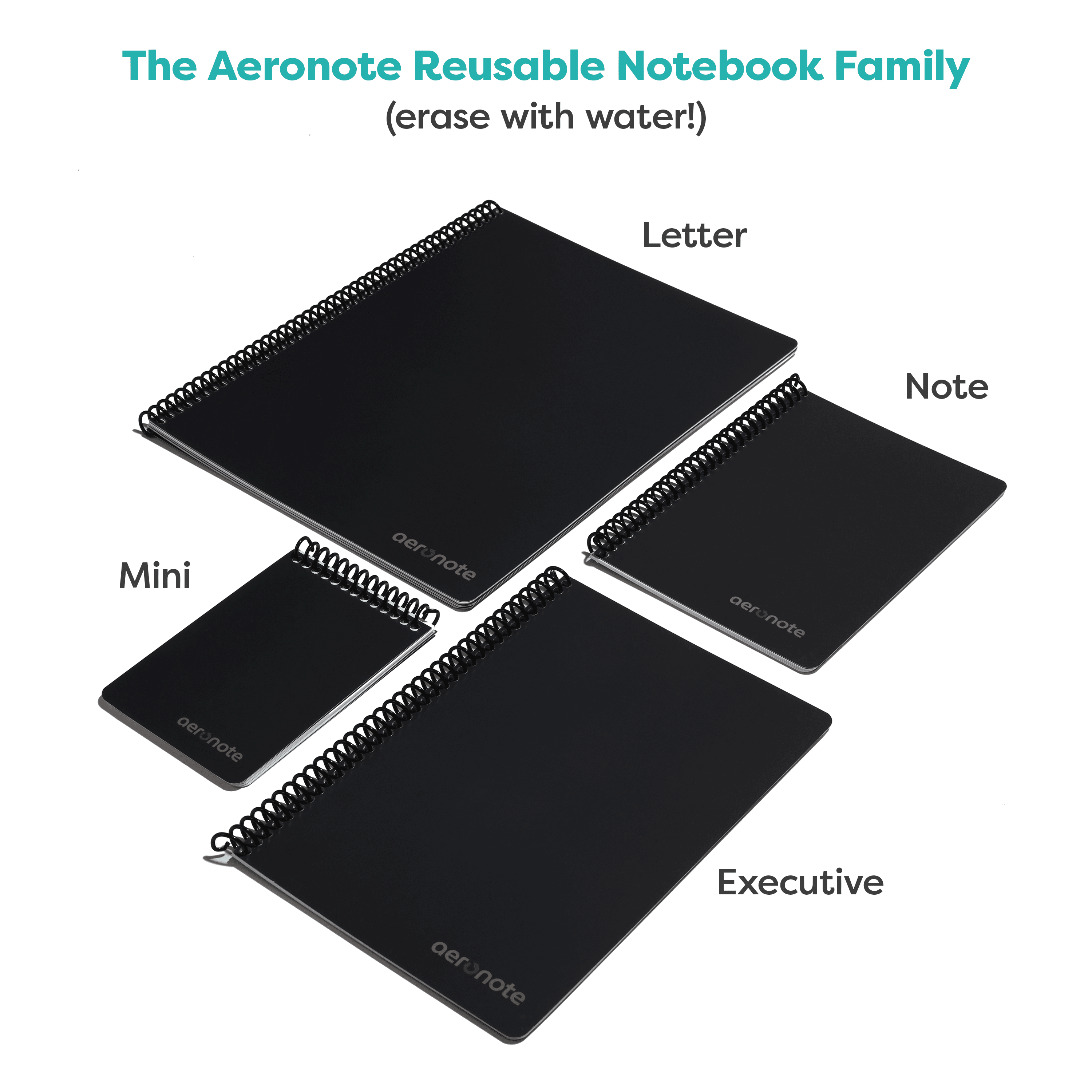 (2 pack) AeroNote Letter Lined Lockable Blank Diary, 110 Pages, Black
