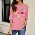 thumbnail image 5 of Runfenguu Western Graphic Tees For Women Ladies T Shirts Ladies' Fashion Floral Printed Round Neck 3/4 Sleeve T-Shirt Shirt Sleeve Round Neck Top/Shirt, 5 of 6