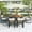 Beige, variant on Harper & Bright Designs Metal Patio Dining Table Set for 6 with Umbrella Hole, Outdoor Dining Furniture with Rectangle Table and 6 Chairs Set with Removable Cushions for Backyard Garden, Grey