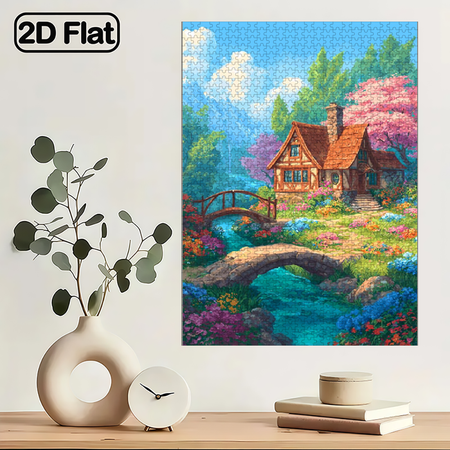 (1000pcs) Adult Mini Puzzles, with Floral Creek Cottage Design - Scratch-Resistant, Challenging, Suitable for Adults, Family Entertainment, Home Decoration, Christmas, And Gift Ideas to Challeng
