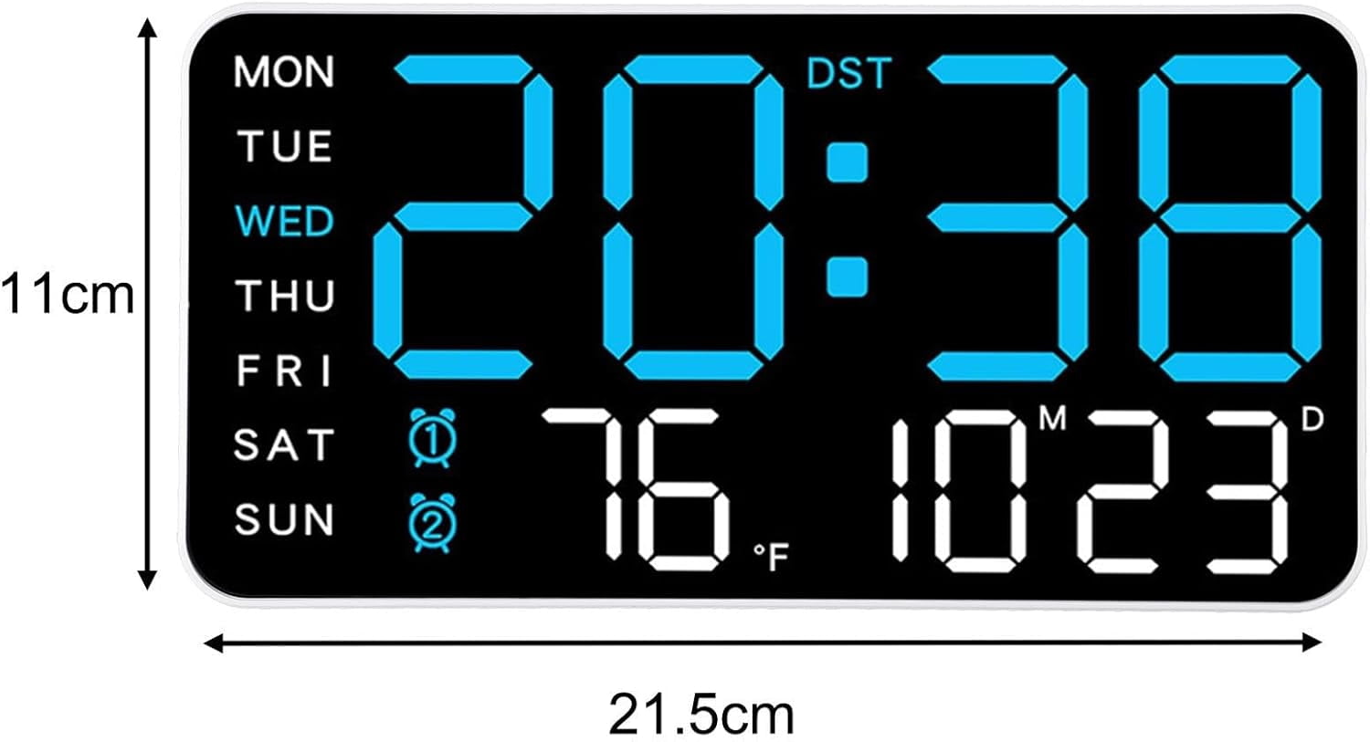 Digital Wall Clock Temperature Display Electronic Desk Clock with Date Week Calendar Voice Control 5 Brightness Levels LED Screen USB Powered Battery Operated