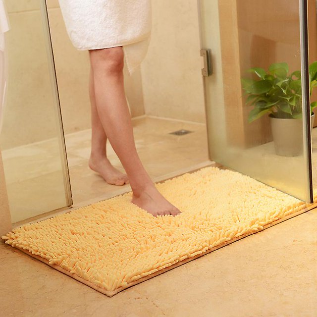 Alfombrilla de baño de microfibra antideslizante, lavable, de secado rápido, absorbente, para ducha (16 x 24 pulgadas, beige)